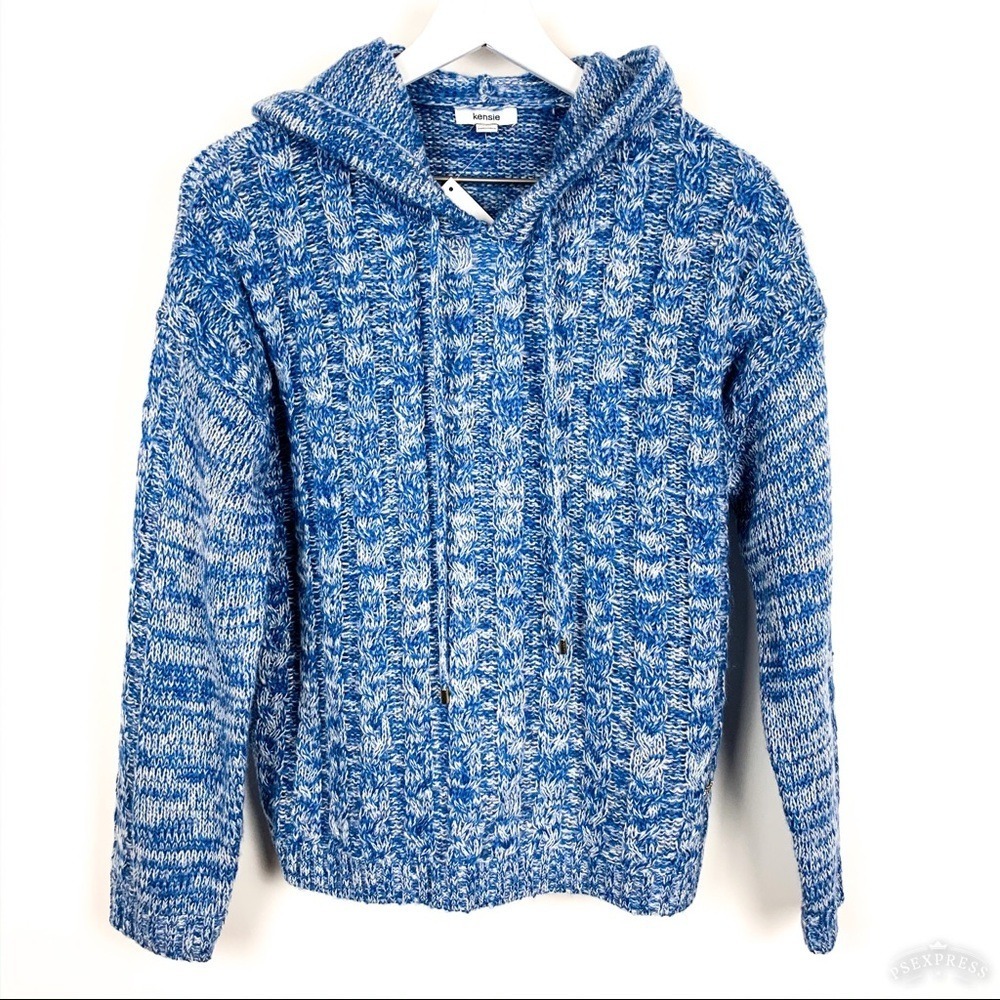 Kensie NWT Marled Knit Sweater Hoodie Size Medium